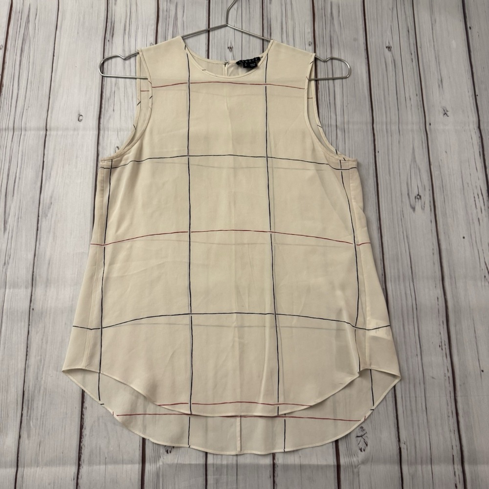 Theory Women's Ivory 'Yarine' Tile Print Silk Blouse Size Small
